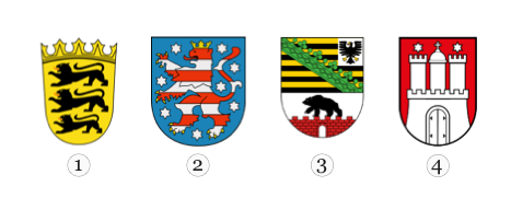 Wappen von Baden-Württemberg: Ein schwarzer Adler auf einem goldenen Schild mit einem goldenen Schrägbalken.
