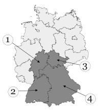 Welches Bundesland ist Bayern? - Bayern auf einer Landkarte Deutschlands.