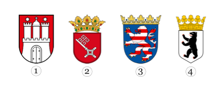 Wappen von Berlin: Ein Adler auf einem blauen Schild mit einem goldenen Schrägbalken.