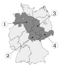 Welches Bundesland ist Thüringen? - Thüringen auf einer Landkarte Deutschlands.